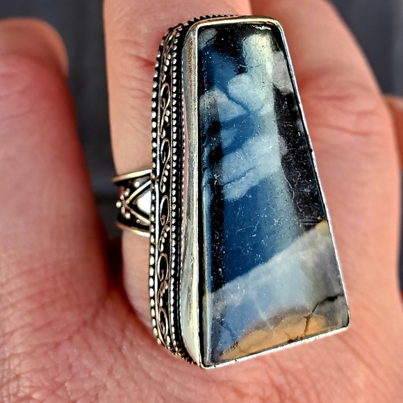New Oversized Picasso Jasper 925 Silver Ring. - Picture 13 of 16